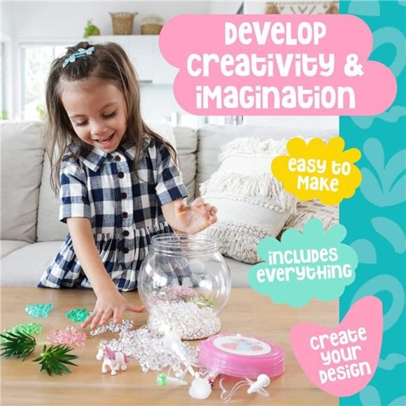 Light Up Unicorn Terrarium Kit for Kids, Unicorns Gifts for Girls -Make Your Own - Picture 2 of 6